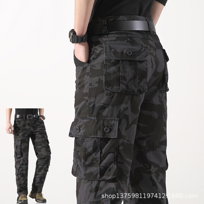 Monos de primavera y otoño sueltos multibolsillos pantalones casuales Pantalones rectos de marca de moda de algodón puro más tamaño pantalones de protección laboral resistentes al desgaste