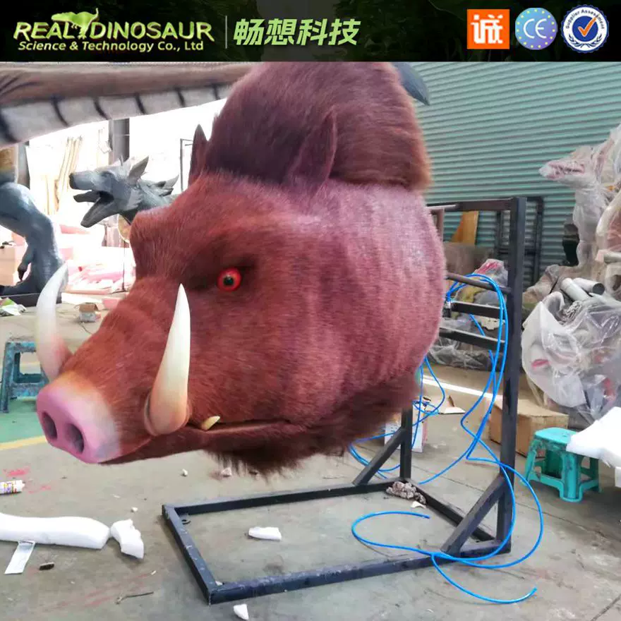 电动仿真野猪头模型 商场餐馆动物园仿真野猪头动物头部挂件装饰