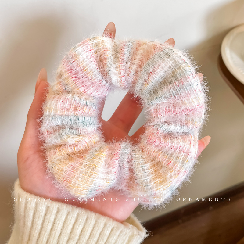 Satilla de seda más algodón relleno de terciopelo intestino grueso lazo para el cabello almohada para dormir