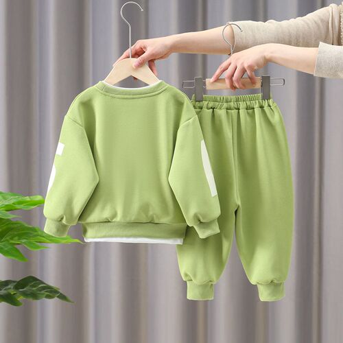 3128 Boys Spring Clothes Set  New Fashionable Boy Baby Internet Celebrity Spring and Autumn Sweater Children's Handsome Children's Clothes
