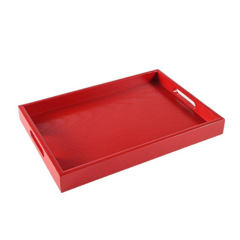 Solid wood household red fruit tray wedding tray simple snack tray wooden wedding tray tea tray festive storage