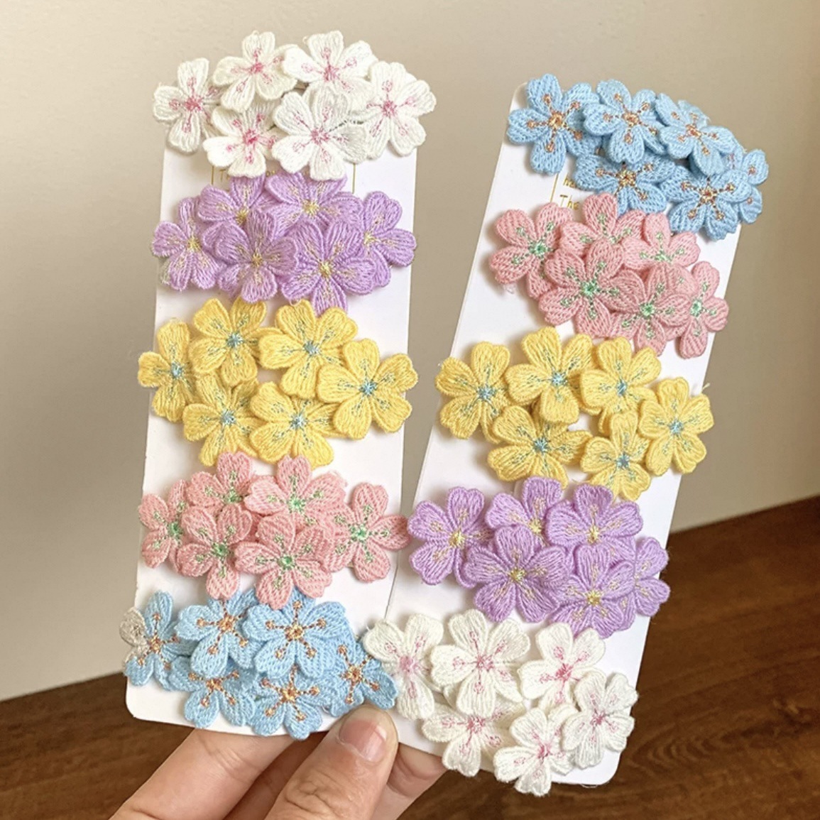 Gentle Pink Cherry Blossom Hairpin Sweet Embroidered Flower Hairpin Knitted Kidsren's Headwear Hair Accessories Bangs Side Clip