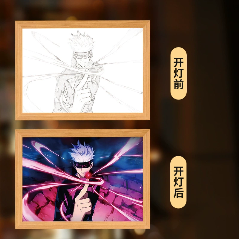 2D световой бокс-ночная лампа, дизайны Jujutsu Kaisen, смена цвета в 3 оттенка, 22×17×4.5 см