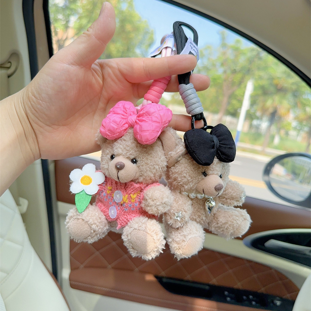 Red popularidad de aire de oso llavero de dibujos animados de alta calidad muñeca de peluche lindo bolso colgante llave del coche mujer