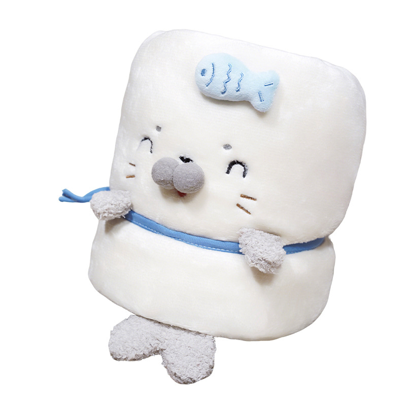 Caricatura encantadora foca alfombra de rollo de oficina almuerzo para dormir cubierta de piernas cubierta estudiantes siesta cubierta portátil cubierta de coche