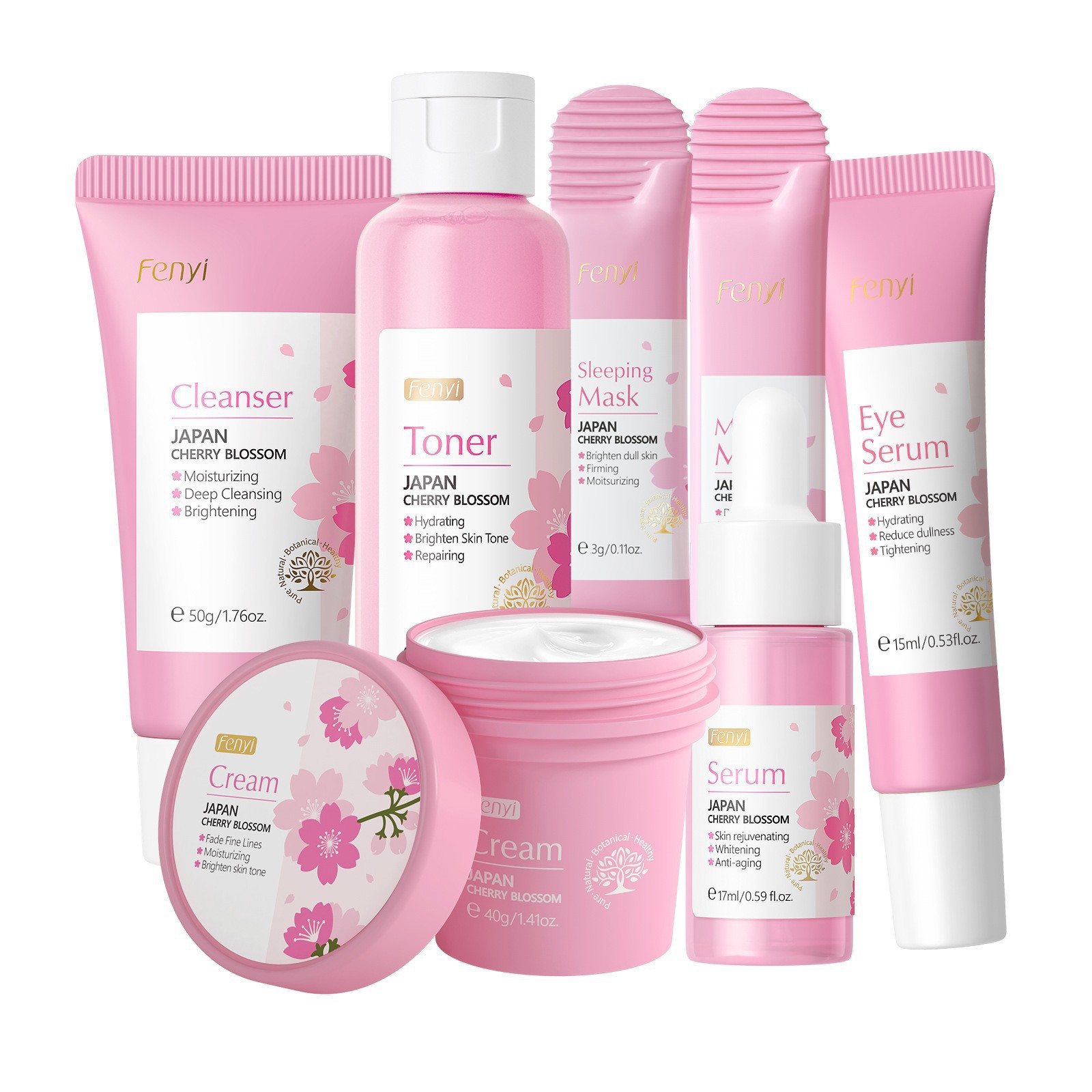 Transfronterizo LAIKOUFENYI serie de cerezo conjunto de cuidado facial hidratación humectante FDA fabricantes de stock image 10