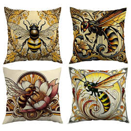 跨境亚马逊雕花蜜蜂花纹定制抱枕套适合所有房间八字恩桃源头厂家