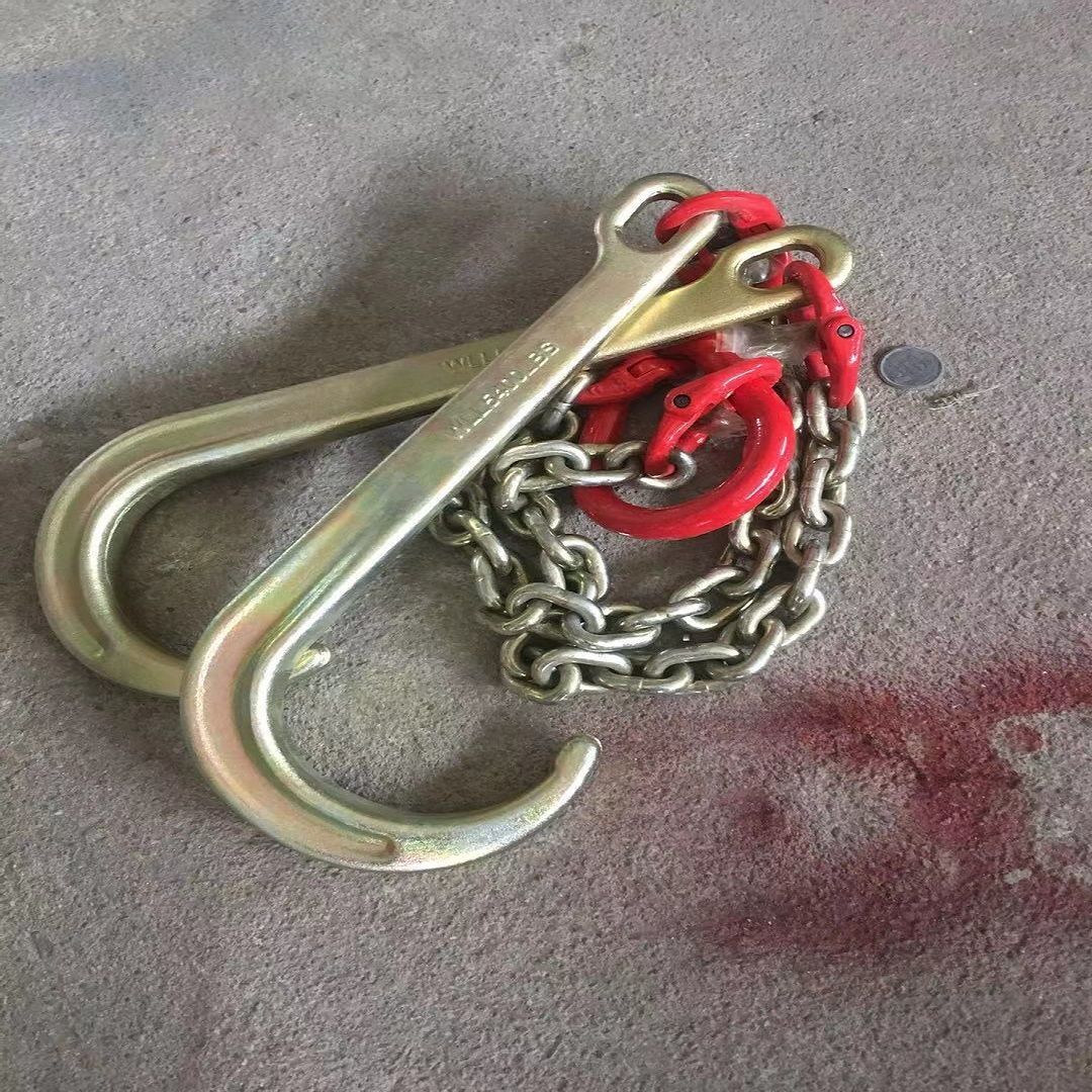 清障车吊链挂钩拖车钩子高强度镀锌救援双挂钩J型挂钩清障车挂勾