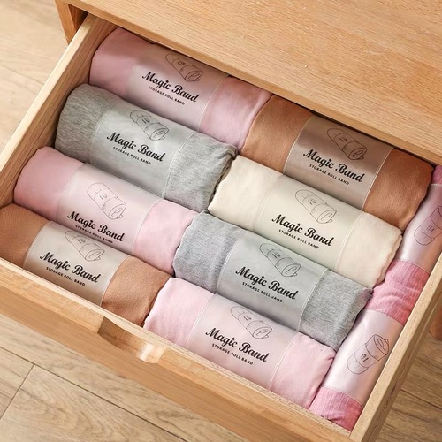 Organizing clothes artifact straps self-adhesive rolls lazy roll straps wardrobe folding short-sleeved items pants bundle storage straps