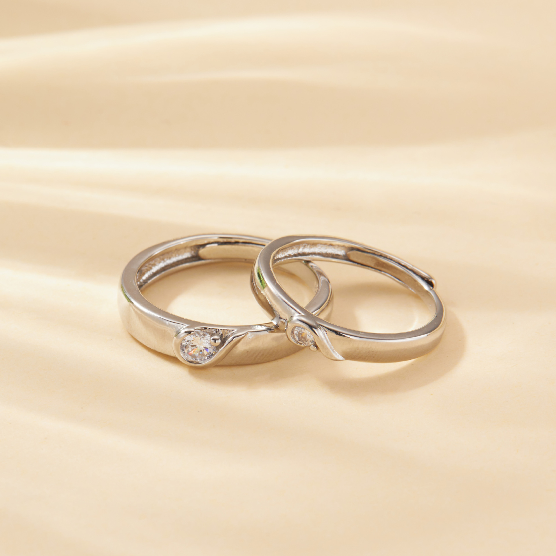 Elegant Classic Style Heart Shape Copper Zircon Open Rings In Bulk display picture 18