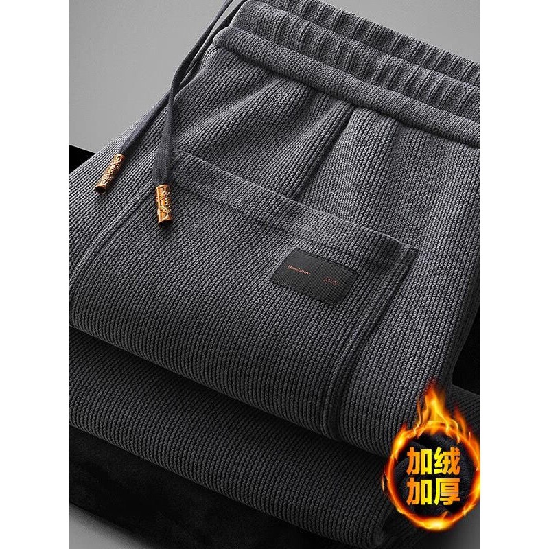 2025 Fleece-Lined Thickened Casual Sweatpants for Men, Autumn and Winter Warm Loose Plus-Size Straight-Leg Elastic Waist Trendy Long Pants 2025 Fleece-Lined Thickened Casual Sweatpants for Men, Autumn and Winter Warm Loose Plus-Size Straight-Leg Elastic Waist Trendy Long Pants