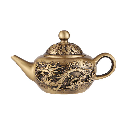 Pure brass dragon and phoenix auspiciousness wine pot copper ornament hundred blessings copper vat handicrafts restaurant wine pot decoration home copperware 