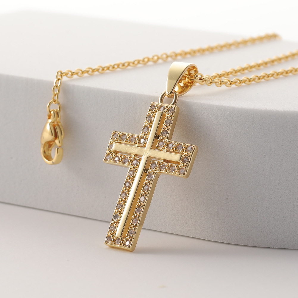 womenu0027s religious cross pendant diamond copper sweater chain wholesale