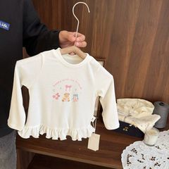 女童秋款百搭可爱长袖T恤上衣女童春秋季新款女童高级磨毛打底衫