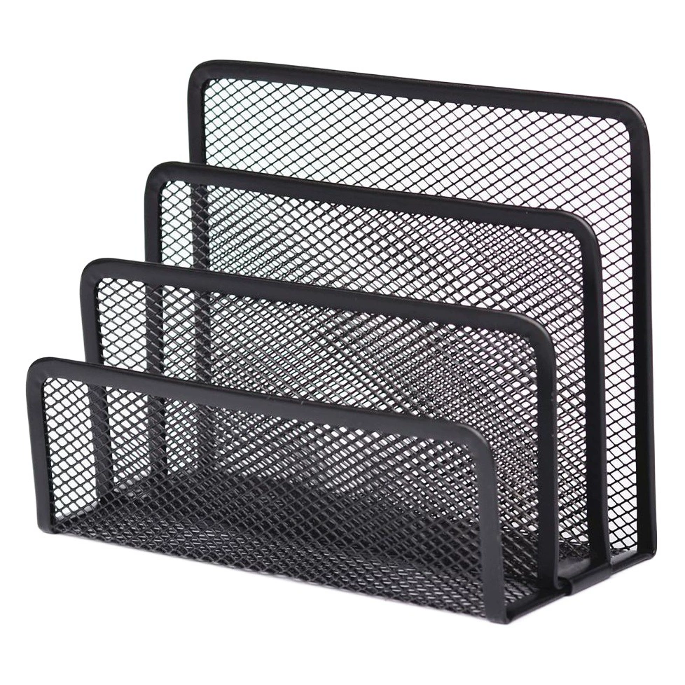 Металлическая сетчатая трехъярусная подставка для писем, модульная полка для книг, органайзер для документов, почтовый ящик, держатель для писем, сетчатый органайзер