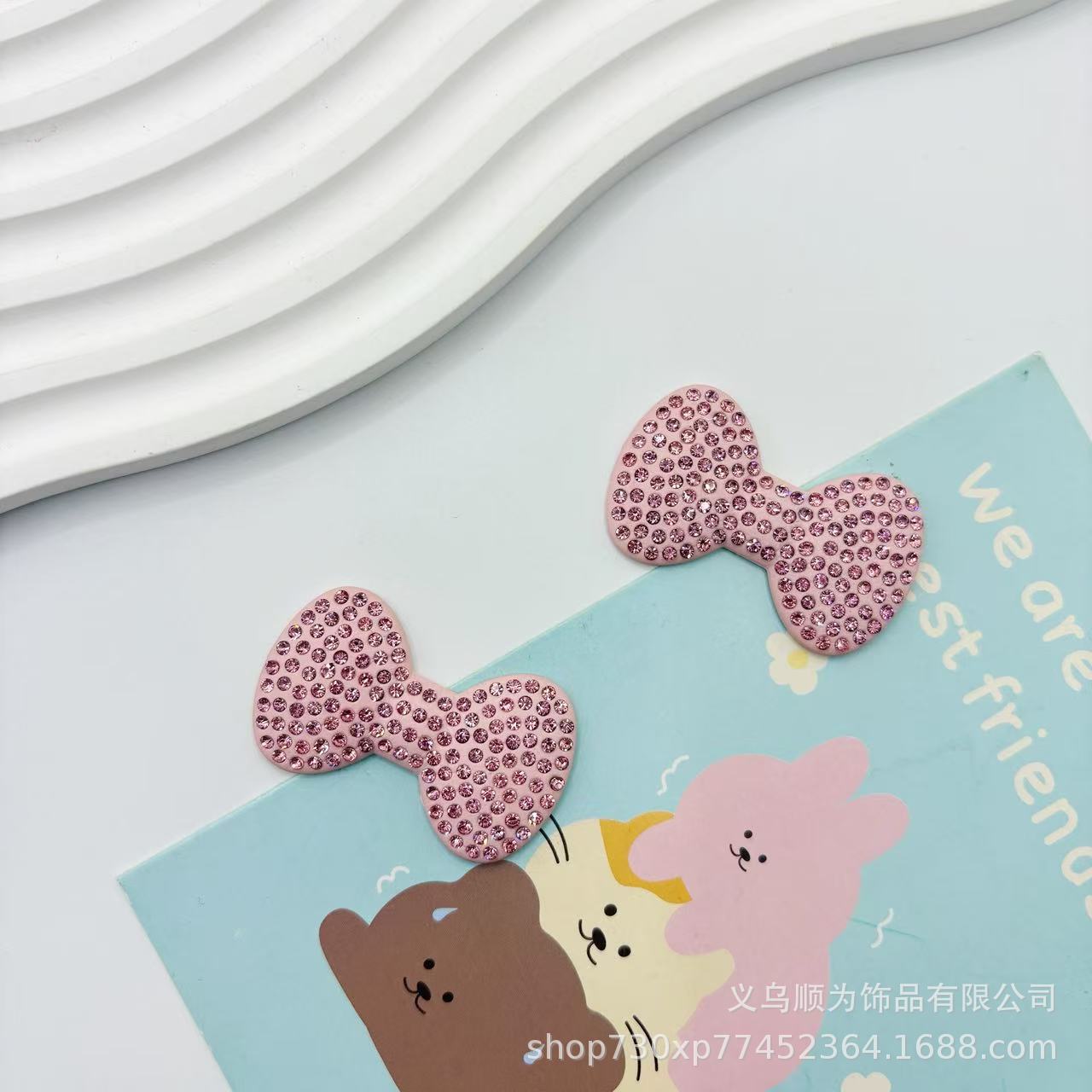 Diamond Polka Dot Bow Resin DIY Jewelry Accessories Mobile Phone Case Car Pendant Patch Hairpin Hair Accessories Material