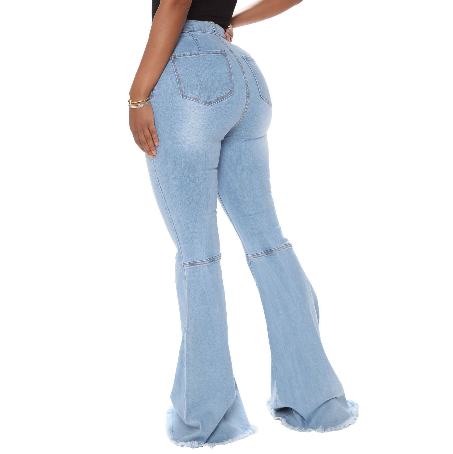 All-Match Slim Wide-Leg Denim Stretch Flared Pants NSSF64714