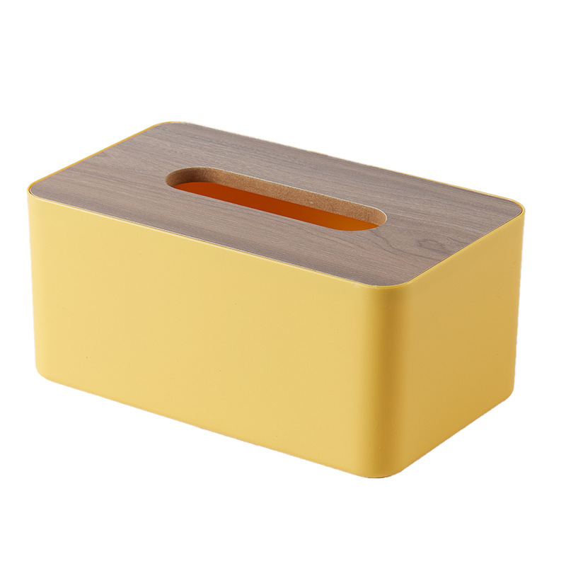 Sala de estar de escritorio de estilo japonés caja de pañuelos de madera caja de pañuelos de plástico simple hogar creativo caja de máscara multifuncional