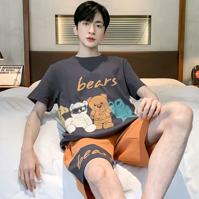 더블 쇼트 남성 회색 만화 곰