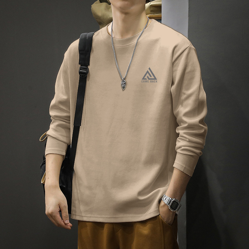 长袖t恤男春秋款日系简约潮牌重磅打底衫潮流宽松纯棉圆领ins|undefined