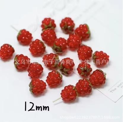 草莓葡萄琉璃珠可爱ins手绘玻璃珠子DIY跨境饰品手工制作用品|undefined