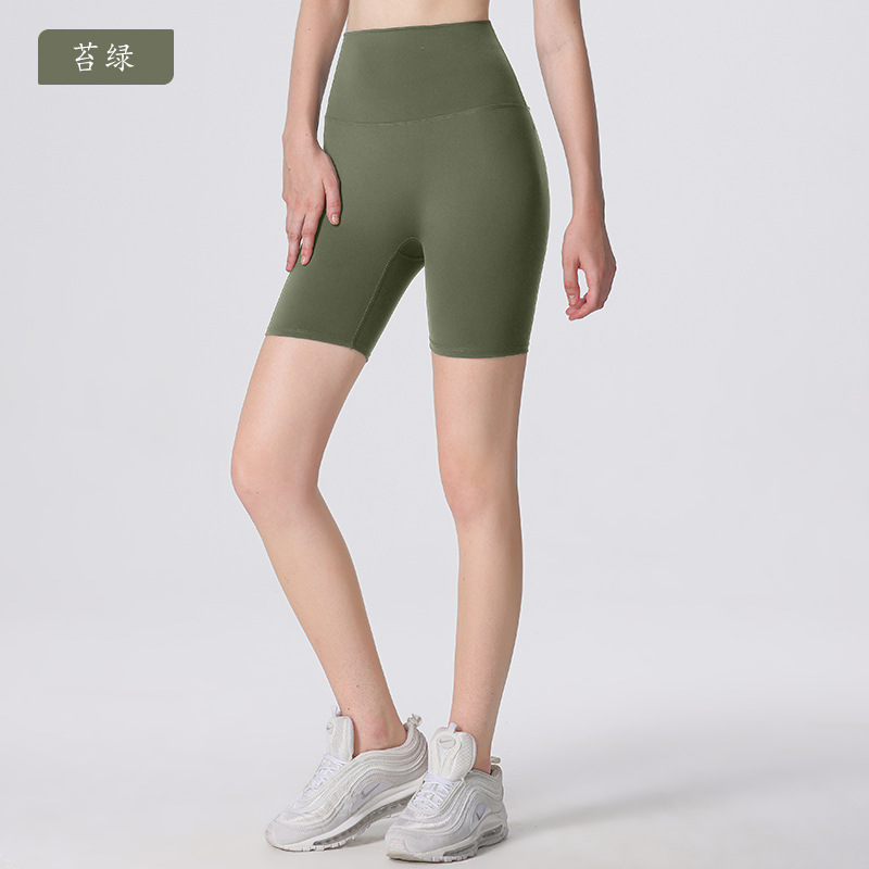 Nuevos deportes de Yoga de cintura alta desnuda sensación de no vergüenza línea de piel-friendly cadera levantamiento vientre contratación no caída de la aptitud de las mujeres de tres puntos cortos