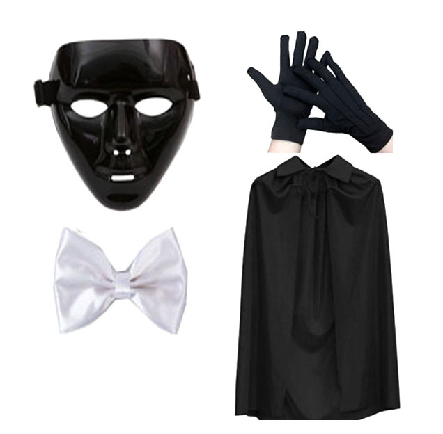 Ensemble costume magicien avec cape chapeau masque et nœud papillon_voghion.com