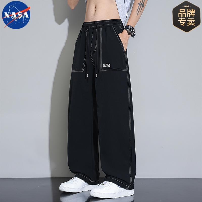 NASAブランド連名曲げ刀ズボン男2025夏の薄いタイプの速乾弾力と肥育の大きいサイズのファッションカジュアルズボン|undefined