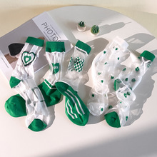 晶莹剔透~夏季清绿系玻璃丝中筒袜