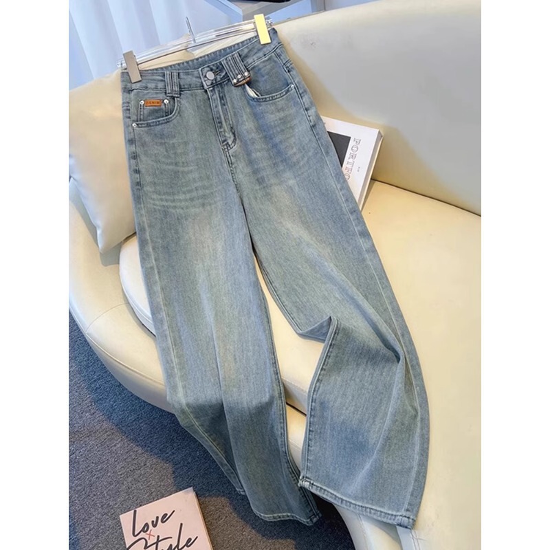 Light-Colored Wide-Leg Jeans for Women, Summer Thin Style, 2025 New Popular Model, Petite, Drapey, Loose, Narrow Straight-Leg Pants Light-Colored Wide-Leg Jeans for Women, Summer Thin Style, 2025 New Popular Model, Petite, Drapey, Loose, Narrow Straight-Leg Pants
