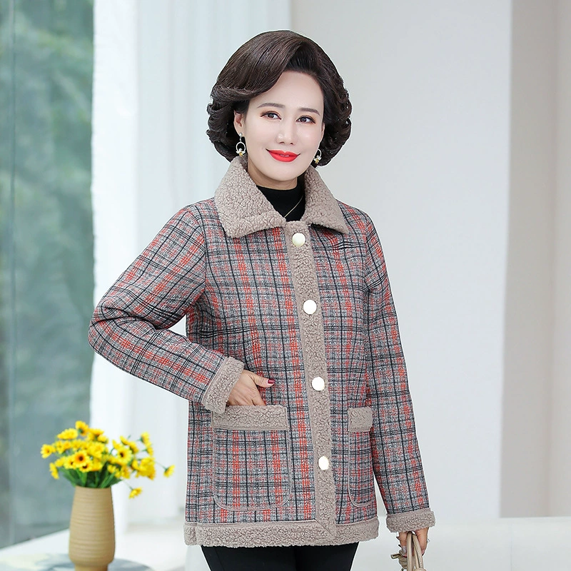Fleece velvet down jacket, for middle age, western style, increased thickness, plus size