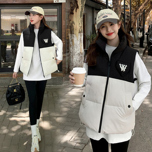 Cross-border Europe and the United States Loose Niche Design Sense Down Cotton Vest Women's 2024 Autumn and Winter New Small Vertical Collar Vest