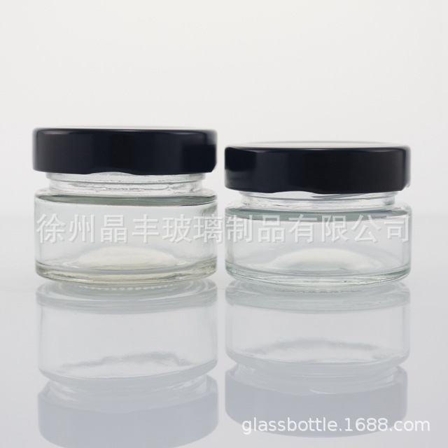 35ml 50ml 玻璃罐圆形蜂蜜果酱鱼子酱密封罐高款铁盖分装玻璃瓶