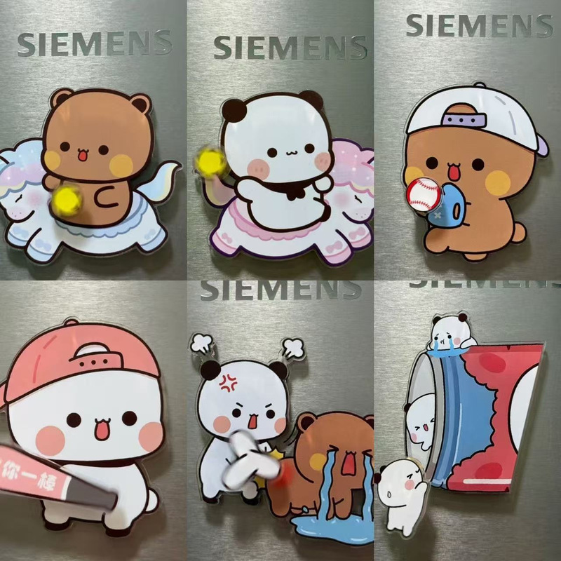 Xiaohongshu Same Style Acrylic Cartoon Fridge Magnets, Rotatable Magnetic Decorative Stickers, Indoor Decorations