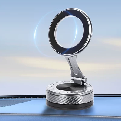 Dashboard 360 Degree Rotating Car – Car phone holder - x615d-silver-super-magnetic-style-720-fold-and-rotate-cant-shake-it-off-zero-glue-residue-no-damage-to-the-car-can-be-reused