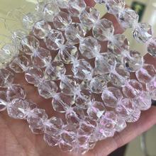天然白水晶10mm钻石切面手串透明白水晶手链DIY散珠设计厂家批发