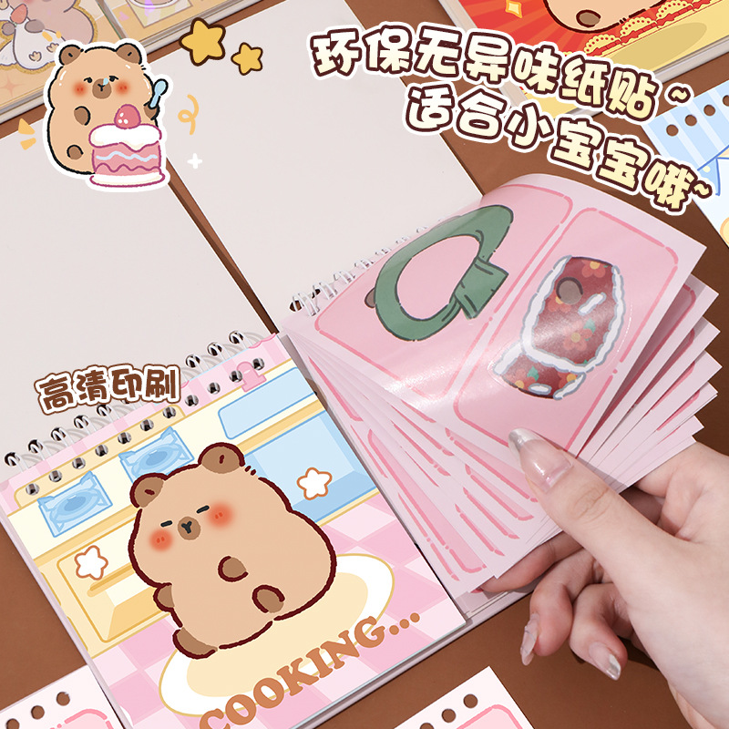 Pegatinas de vestir de Kapibala, juguetes educativos para niños, pegatinas de delfines lindos, pegatinas de disfraces de carpincho de dibujos animados