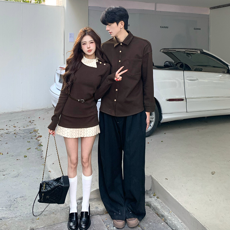 2026 Couple Outfits, Spring and Autumn Style, French Retro Slimming Two-Piece Set, Hong Kong Style Casual Elegant Dress 2026 Couple Outfits, Spring and Autumn Style, French Retro Slimming Two-Piece Set, Hong Kong Style Casual Elegant Dress