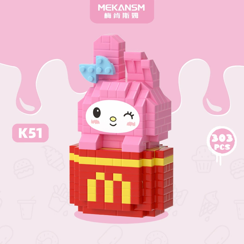 Mini Bricks Cartoon Constructor Set, Sanrio-style Characters, Multiple Models (188–626 pcs)