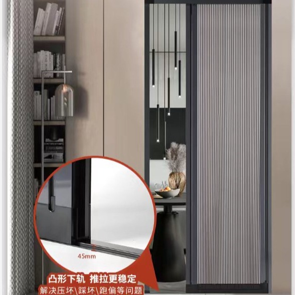 Aluminum Alloy Trackless Honeycomb Screen Door Folding Sliding Door Invisible Retractable Mosquito-proof Anti-theft Lockable Home Fixed Door 