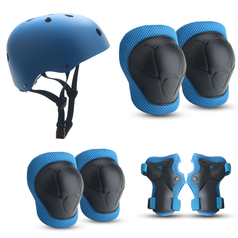 Traje de equipo de protección de patinaje sobre ruedas para niños equilibrio coche patineta Palm pad patinaje rodillera almohadilla para el codo bicicleta casco de seguridad de siete piezas