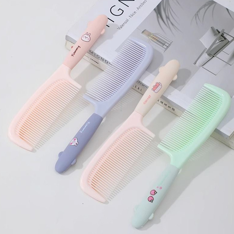 Lindo peine de pelo recto de dibujos animados de niña diente fino peine de pelo recto hogar de las mujeres pelo largo especial estudiante chica peine de pelo