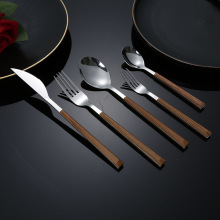 刀叉勺套装韩国ins风仿木柄刀叉勺子大理石纹西餐不锈钢餐叉餐具
