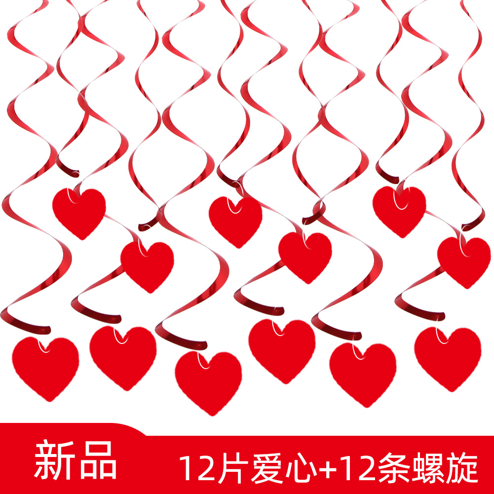 Decoración Día de San Valentín Amor Colgante en espiral Fiesta de San Valentín Decoración de la sala de estar Colgante Amor de boda Colgante en espiral