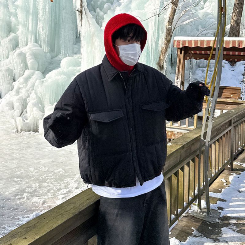 MYQ solapa Abrigo acolchado de algodón para hombres Otoño e Invierno engrosado Abrigo acolchado de algodón estilo coreano nicho de moda ropa de trabajo chaqueta acolchada de algodón