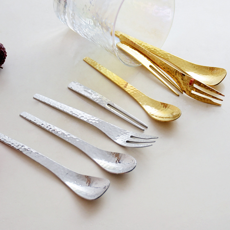 Hoher Japanese Metal Tableware Hammer Pattern Spoon Cake Fruit Fork Stainless Steel Dessert Coffee Spoon Teaspoon Hoher Japanese Metal Tableware Hammer Pattern Spoon Cake Fruit Fork Stainless Steel Dessert Coffee Spoon Teaspoon