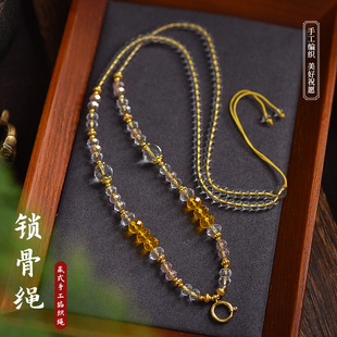Xizang Style Handmade Woven Necklace Rope Beeswax Hetian Jade Thangka Universal Pendant Crystal Chain Men's and Women's Jewelry Rope