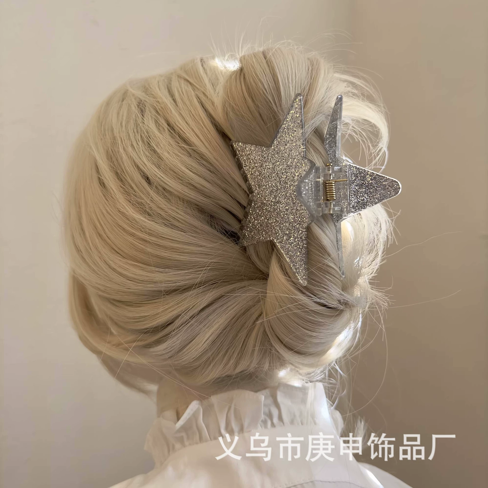 Клипса- Hair claw clip (BUSAN) пятиугольник/звезда, блестящая или глянцевая отделка, стиль Y2K для детей
