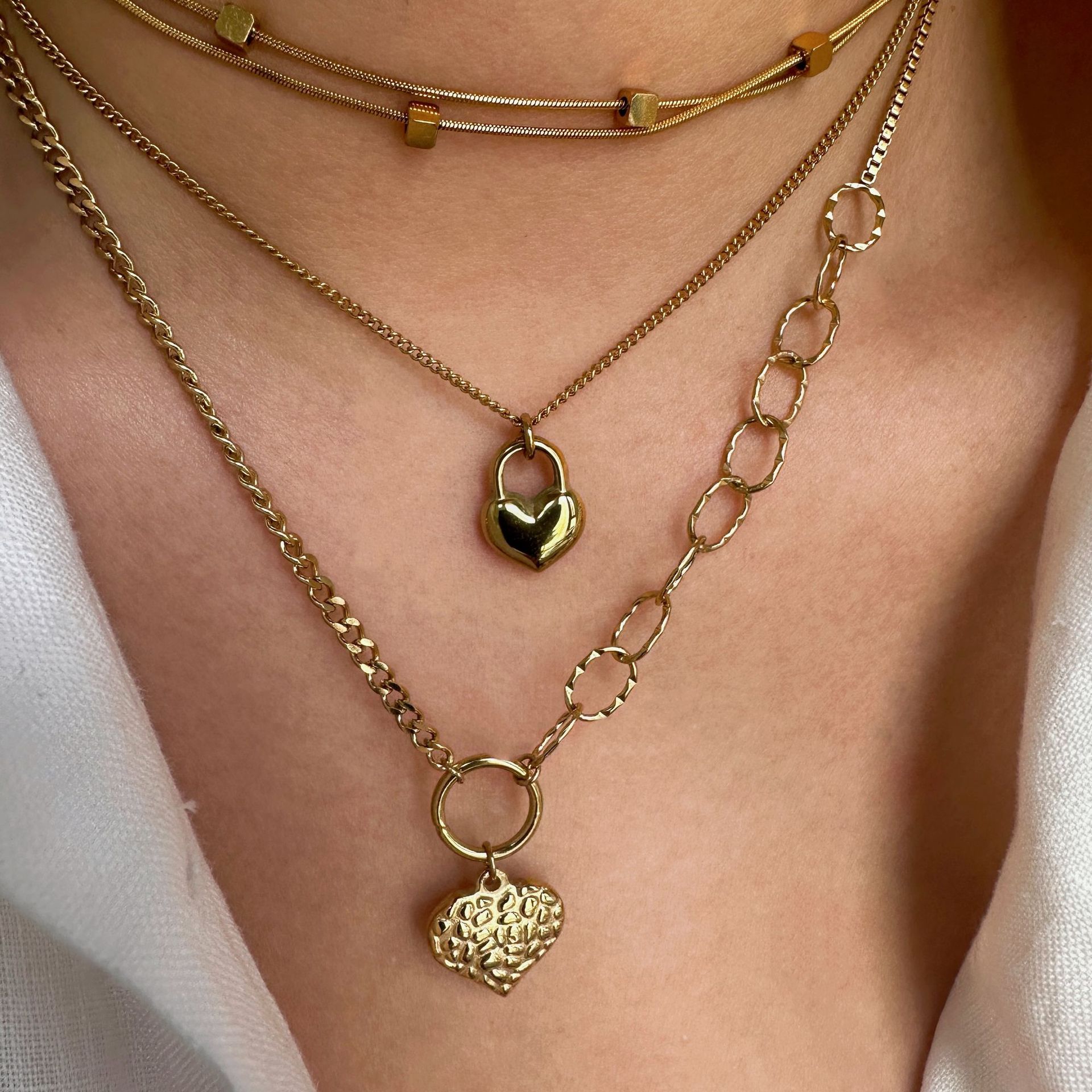 Vacuum Plating Gold Plating Process 14K Gold Plated Plating Material Titanium Steel 14K Gold Plated Modern Style Simple Style Classic Style Plating Heart Shape Lock Pendant Necklace