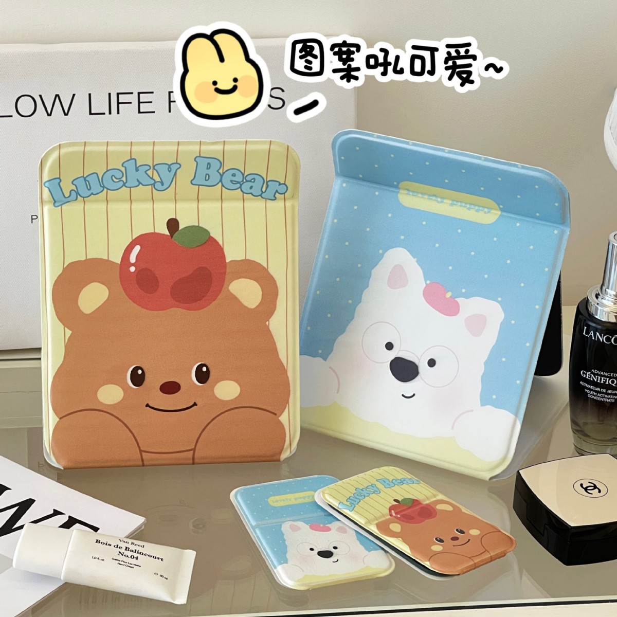 Espejos plegables para niñas, escritorio de oficina, escritorio, dormitorio de estudiantes portátil, espejo de maquillaje para el hogar HD